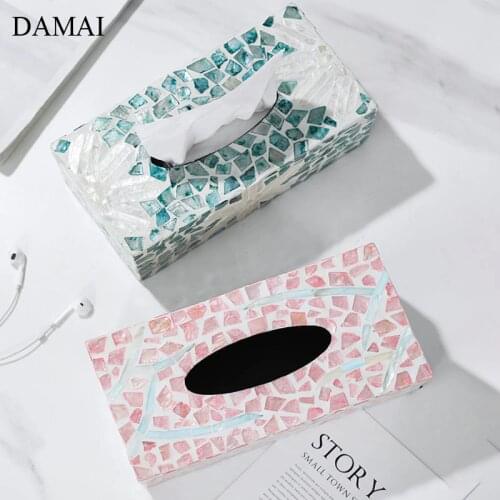 Nordic Wood Tissue Box Cover Decorative Natural Color Shell Paper Towel Storage Boxes Restaurant Napkin Holder Home Decoration