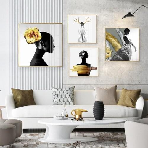 Modern Light Luxury Poster Home Decoration Nordic Entrance Modern Beauty Character Living Room Printing Canvas Hanging Painting