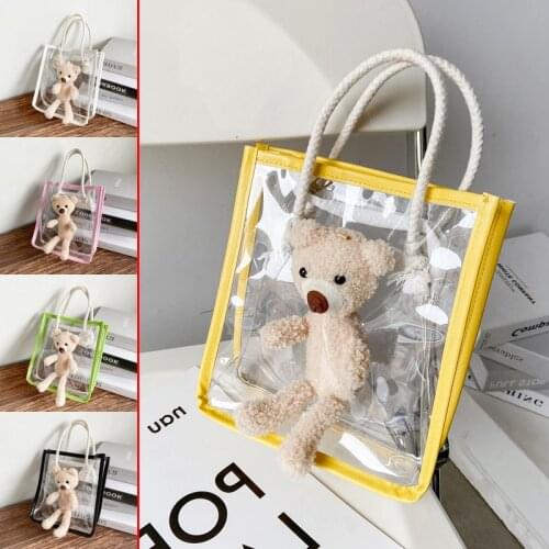 Transparent Womens Bag Summer 2021 Fashion Bear Shoulder Bag For Women Lady Purse Handbag Jelly Clear PVC Travel Composite Tote