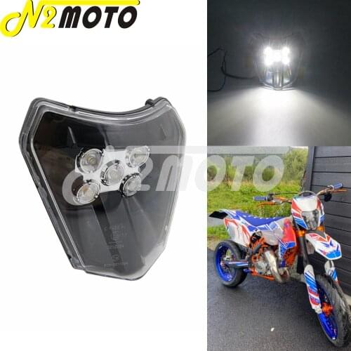 Motocross Enduro LED E8 Headlight Headlamp Mask Cover For 250 300 350 450 500 EXC XC-W EXC-F EXC Six Days 690 Enduro R EU US
