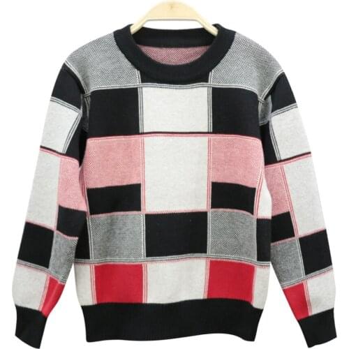 Geometric Big Boys Sweaters Cotton Blend Fall Winter Teens Pullover Knitted Wear Childrens Clothing