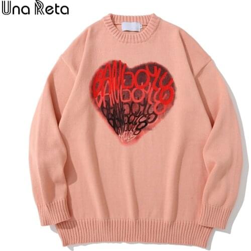 Una Reta Hip hop Love Print Sweater Men New Streetwear Men Clothing Long Sleeve Harajuku Pullover Pull Homme Oversized Sweater