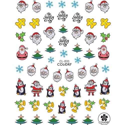 UPRETTEGO SUPER THIN SELF ADHENSIVE 3D NAIL ART SLIDER STICKER TRANSPARENT WHITE CHRISTMAS XMAS SANTA CLAUSE WINTER CL028-036