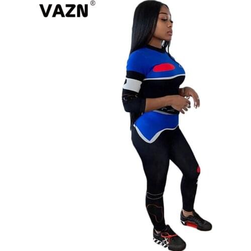 VAZN 2020 Autumn High Quality Young Daily Free Fancy Soft Style Full Sleeve Top Long Pants Tracksuits Slim Women 2 Piece Se
