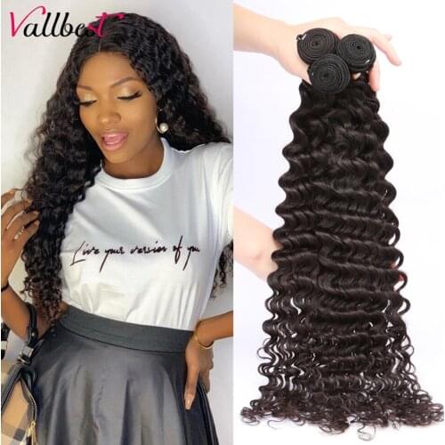 Vallbest Hair 30 Inch Deep Wave Bundles 100% Human Hair Extensions 1/3/4 Bundles Deals Brazilian Loose Deep Wave Bundles