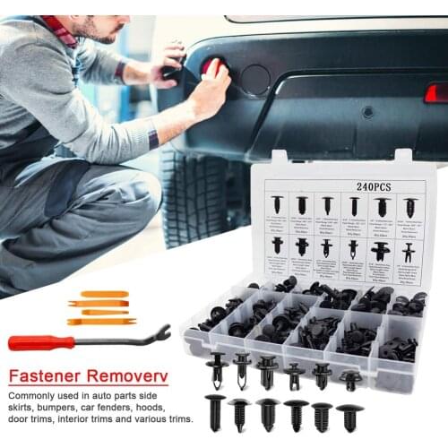240PCS Bumper Push Rivet Clips High Quality Automotive Push Type Retainer Kit Fastener Remover