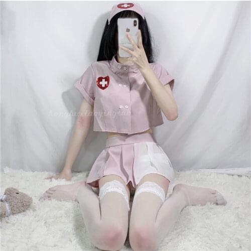 Women Sexy Cosplay Lingerie Nurse Erotic Sleepwear Set Costumes Maid Outfit for Couple School Girl Pink Kawaii Doctor Roleplay