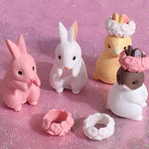 1 Pc 12 Style Rabbit Easter Decor Miniature Hare Animal Figurine Resin Craft Random Style