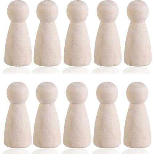 10pcs DIY Plain Blank Wooden Peg Dolls Bride Figures Wedding Cake Toppers