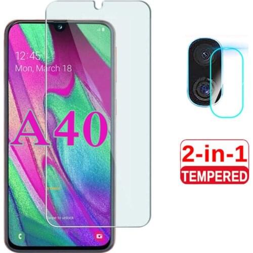 2 In 1 Full Cover on For Samsung Galaxy A40 2019 Screen Protector Transparent Tempered Glas A 40 40a 5.9 Inch Set SM-A405FN/DS