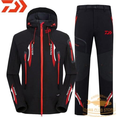2020 DAWA Fishing Clothes Fishing Pants Warm Coat Winter Waterproof Fishing Clothing Set Men Windbreaker Camping Fishing Jacket