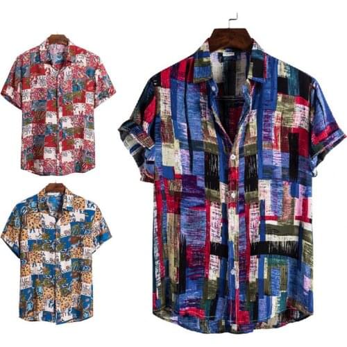 2021 Fashion Mens Short Sleeve Hawaiian Shirt Printing Turn-down Fast drying Plus Size Summer Casual Floral Beach Shirts For Men