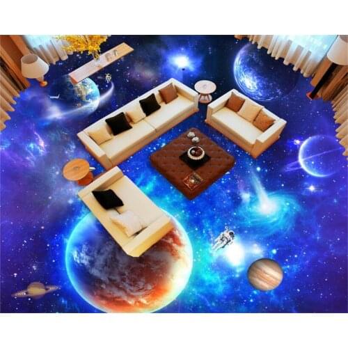 Beibehang Star Galaxy Universe 3D Floor Tall Tile Tile Painting Bedroom Bathroom 3D Floor PVC Non - slip Floor Stickers photo