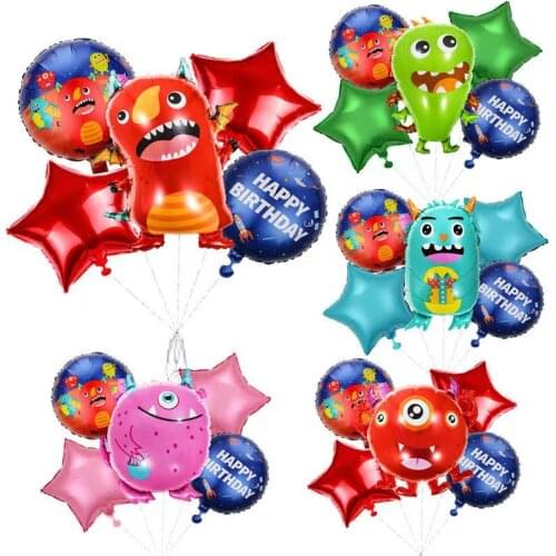 5pcs/set Alien Foil Balloons Monster Helium Balloon Baby Shower Kids Toys Globos Boy Girl Happy Birthday Party Decorations