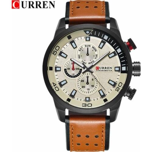 Top Brand Luxury CURREN Men Sport Watches Mens Army Military Leather Quartz Watch Male Waterproof Clock Relogio Masculino 8050