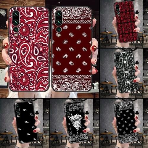 Royal Blue Bandana Phone Case For Huawei P Mate P10 P20 P30 P40 10 20 Smart Z Pro Lite black fashion cell cover tpu cover luxury