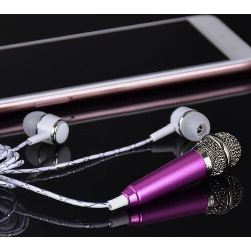 Cheap Headphones 3.5mm Wired Earphones Mini Karaoke Condenser Microphone With Earphone For Phone Computer Mini Phonemic