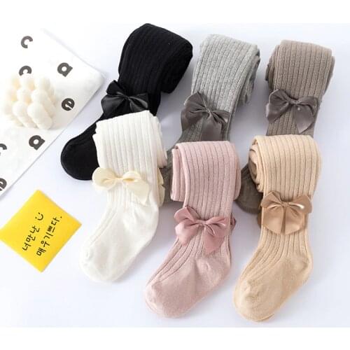Children Stockings Spring Autumn Winter Bowknot Tights Cotton Baby Girls Pantyhose Kids Infant Knitted Collant Tights