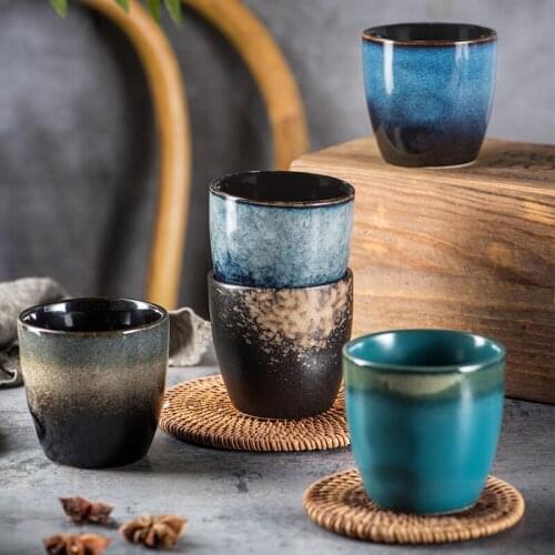 150ml Chinese Retro Handmade Ceramic Mug Random Texture Color Glaze High Temperature Firing Teacup Porcelain Tea Cups