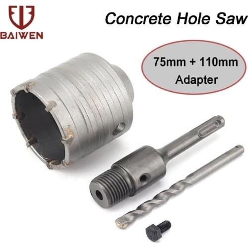 BAIWEN SDS PLUS 65mm Concrete Hole Saw Electric Hollow Core Drill Bit Shank 110mm Cement Stone Wall Air Conditioner Hole Saw