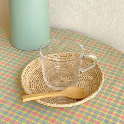 Rattan Fruit Basket Hand-Woven Tray Breakfast Bread Small Basket Fruit Tray Home Living Room Storage Basket