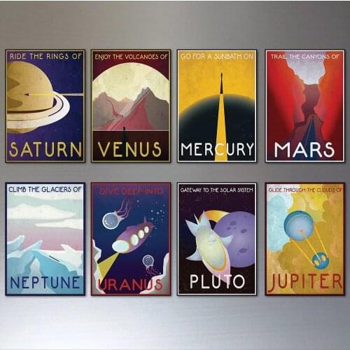 Space Planets Prints And Poster Vintage Retro Universal Planet Art Canvas Painting Science Fiction Wall Pictures For Living Room