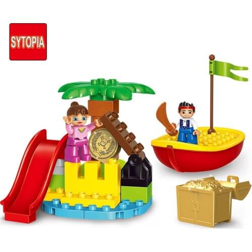 Sytopia Mini Pirate Treasure Toy Safe Building Blocks Big Size Educational Toy For Children Baby Kid Gift Compatible With Duploe