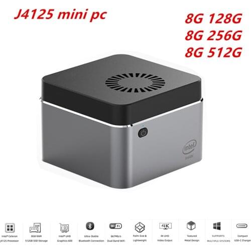 J4125 Windows 10 Mini PC intel J4125 up to 2.7Ghz 8GB 128GB256GB 512GB 2.4/5G WIFI BT4.0 1000Mbps SATA SSD Computer Vs GK55