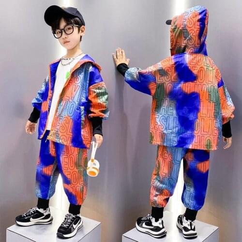 Fashion Boys Clothing Spring Autumn Tie-Dye Print Long Sleeve Sets 3 4 6 8 10 12 13 Years Teenagers Baby Children Sports Clothes