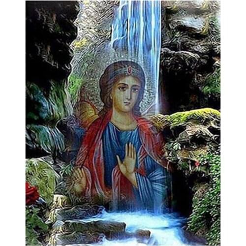 Full Drill Diamond Painting Set 5D DIY Virgin Mary Falls Diamond Art Painting by Numbers Waterfall Blessing Home Decor FH1144