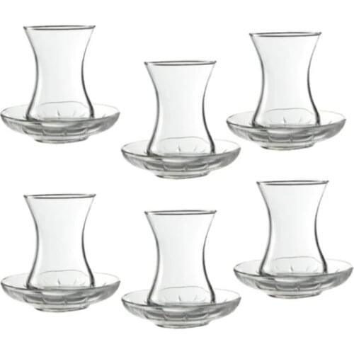 6 Piece SET Paşabahçe Turkish Tea Glass Thin Waist Arabic Tea Glass Mis Cup