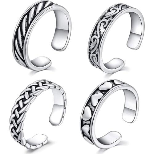 Toe Rings for Women Adjustable Toe Rings Set Open Thin Band Hollow Foot Rings Flower Tail Ring Summer Beach Foot Jewelry