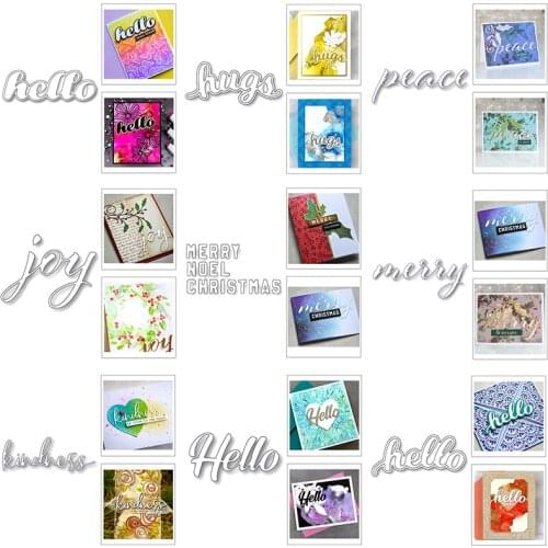 2020 New Sentiment Words Hello Love Metal Cutting Dies and Heart Happy Scrapbooking For Crafts Thank You Card Making No Stamps