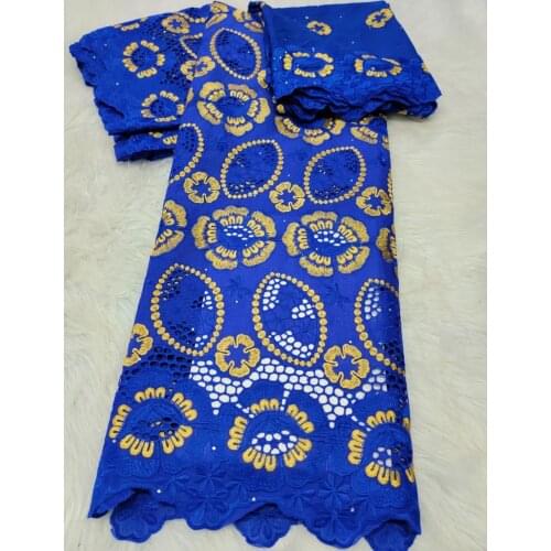 2021 Latest French 100% Cotton Embroidered Swiss voile Lace Fabrics African Nigerian Net Lace Fabrics 5 Yards For Dress A2201