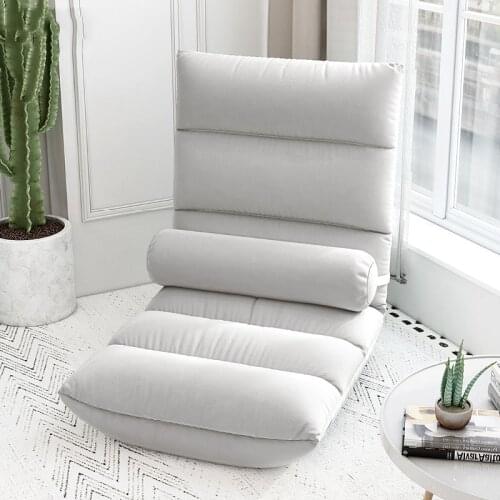 Adjustable Floor Chair for Balcony Bay Window Lounge Chaise Backrest 14-Position Folding Lazy Recliner Fabric Upholstery Chair