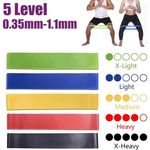 5 Colors Yoga Resistance Rubber Bands Indoor Outdoor Fitness Equipment 0.35mm-1.1mm Pilates Sport Training Workout Elastic Bands