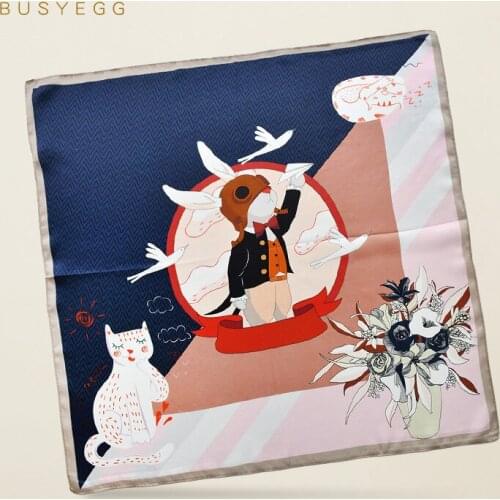 Cartoon rabbit baby boy silk scarf fashion bandana children scarves hair scarf for girls headscarf foulard hijab warp for kids