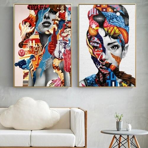 Modern Colourful Graffiti Sexy Girl Wall Painting Art On Canvas Posters And Prints Fashion Woman Mural Picture For Home Decor