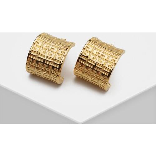 RISPADA Gold Stylish French Elegant Half Circle Stud Earring