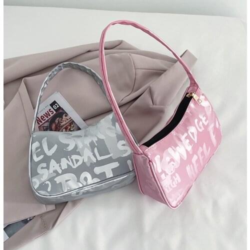 Casual Nylon Women Daily Small Handbags Vintage Letters Printing Ladies Shoulder Underarm Bags Tote Female Simple Shoulder Bags