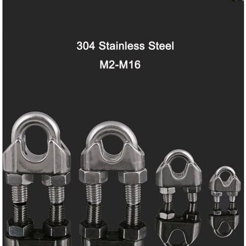 304 Stainless Steel Heavy U Type Wire Rope Clip Bolts Duty Wire Rope Cable Clamps Wire Grip Clamp Rigging Hardware Clamps M2-M16