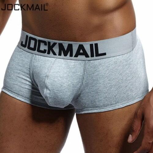 JOCKMAIL Shorts Mens Boxer Briefs Soft Boxers Cotton Boxer Men Solid Boxer Shorts Plus Size Sexy Mens Underwear Gay Penis Pouch