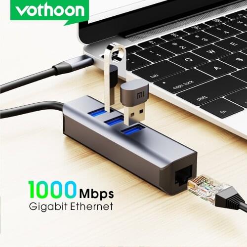 Vothoon USB Ethernet USB3.0 to RJ45 USB Hub 10/100/1000M Ethernet Adapter Network Card USB Lan For Macbook Windows Ethernet USB