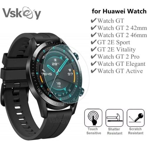 VSKEY 10PCS Tempered Glass for Huawei Watch GT Active Round Smart Watch Screen Protector Hua wei GT Elegant Protective Film