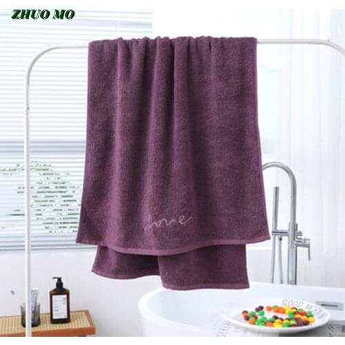 Embroidered Couple Bath Towel Bathroom For Adults 100% Cotton Love Gift 70*140cm Home Super Absorbent Pink purple Green Towel