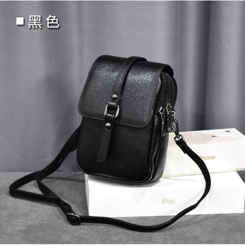 Women leather messenger bag First layer cowhide diagonal bag female mobile phone bag Ladies sunglass box pocket money cash bag