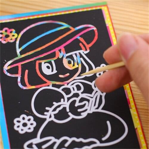 1 pcs Small Size Kids Scraping Painting Education Learning Toys For Children Scratch Black Cardboard Draw Paper Sketch 9*12CM