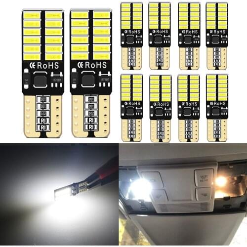 10x Universal W5W LED T10 4014 Car Light Bulb Interior Dome Trunk License Plate Lamps White For Bmw E60 E90 Golf 4 7 LED Lamp