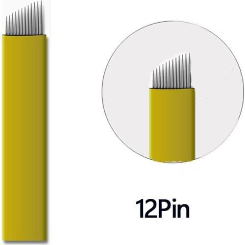12PIn *100pcs Manual Needles Permanent Makeup Eyebrow Needles Blade Microblading Needles Manual Tattoo Needles