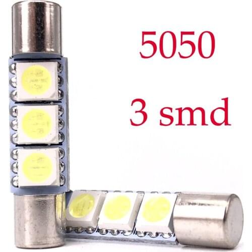 200PCS Festoon Light C5W 5050 28MM 31MM 3 SMD Car LED Interior License Plate Light Dome Bulbs Car Bulbs 12V White